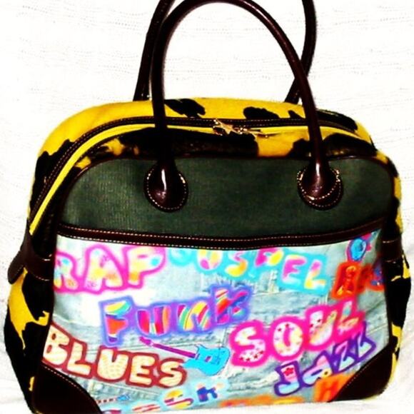 VINTAGE FRED SEGAL GRAFFITI ART MULTIMEDIA MUSIC PEACE LOVE THEME BOWLING BAG - Picture 4 of 14